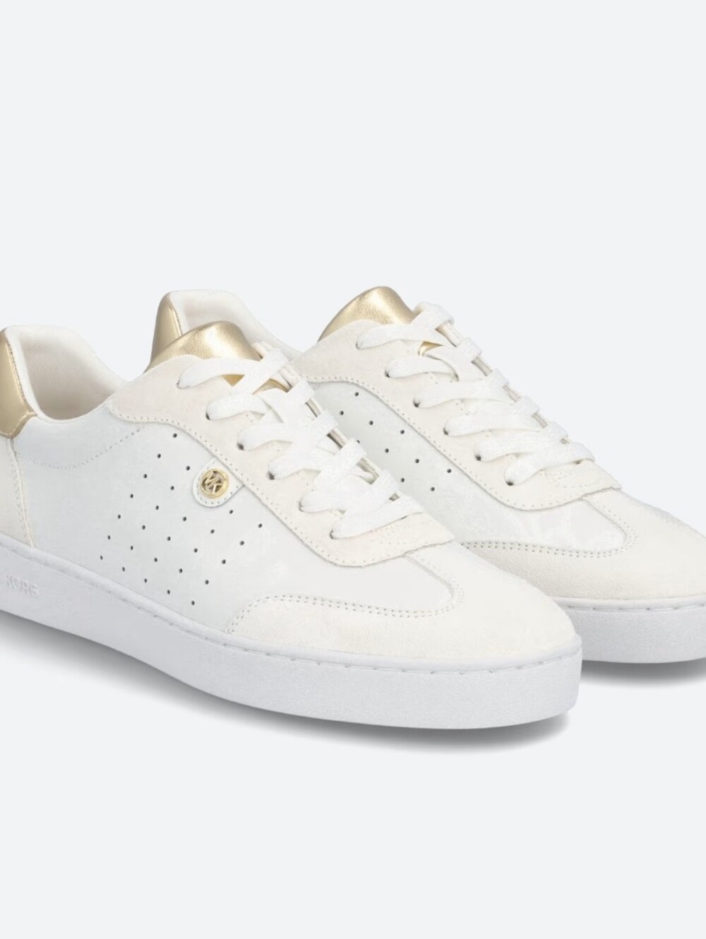 Michael Kors Scotty Lace-Up Sneaker in White with Gold Accents